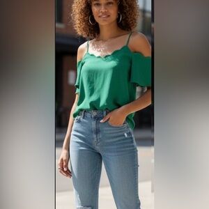 Green Monteau Off-Shoulder Women’s Top